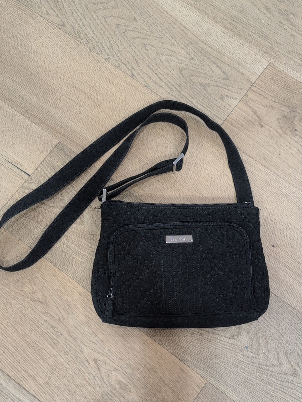 Vera Bradley Black Quilted Crossbody with Front Zip Pocket